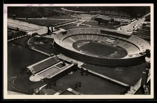 AK Berlin, Fliegeraufnahme vom Reichssportfeld, Olympia-Stadion