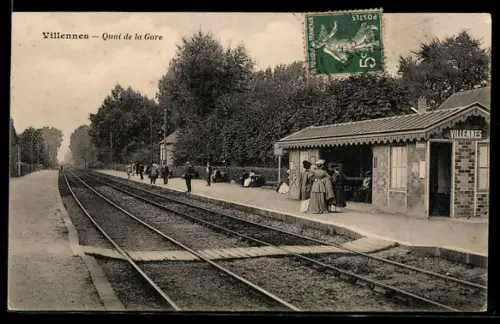 AK Villennes, Quai de la Gare, Bahnhof