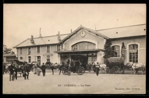 AK Corbeil, La Gare, Bahnhof