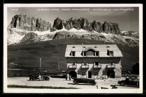 AK Passo Pordoi, Albergo Maria e Gruppo Sella Cima Pordoi, machine