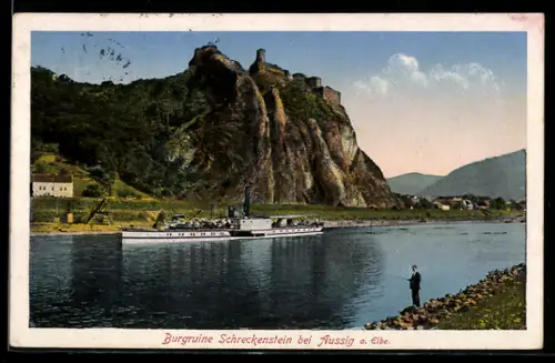 AK Aussig / Usti, Burgruine Schreckenstein