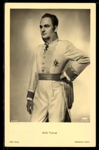 AK Willi Forst, Portrait des Schauspielers in hist. Uniform