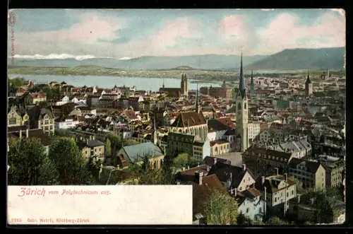 AK Zürich, Blick vom Polytechnikum auf die Stadt