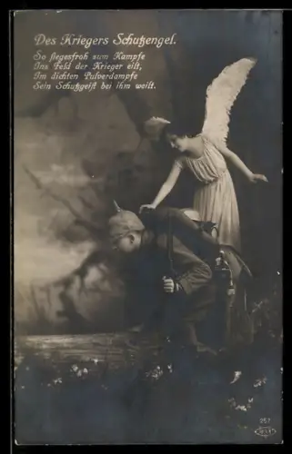 AK Schutzengel schwebt über einem Soldaten