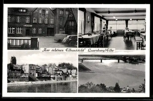 AK Lauenburg /Elbe, Gasthaus Zur schönen Elbansicht, Elbstrasse 50, Innenansicht, Brücke