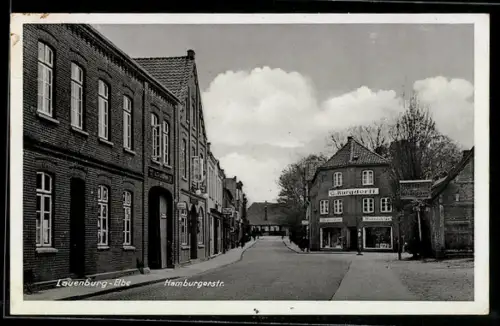 AK Lauenburg /Elbe, Hamburgerstrasse mit Geschäften