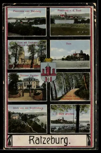 AK Ratzeburg, Schloss Farchau, Dom, Panorama vom Weinberg