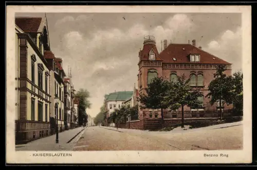 AK Kaiserslautern, Strasse Benzino Ring mit Bäumen