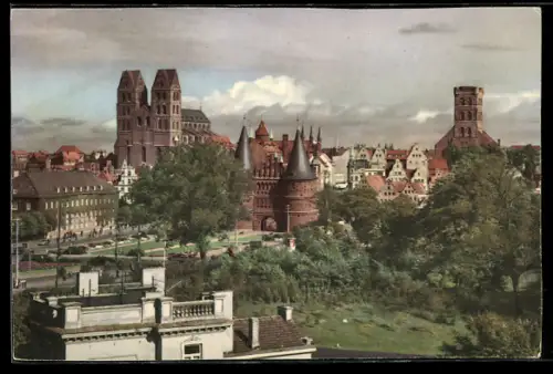 AK Lübeck, Holstentor, Marienkirche, St. Petrikirche