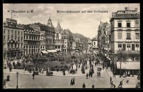 AK Frankfurt a. M., Mittwochskonzert auf dem Goetheplatz