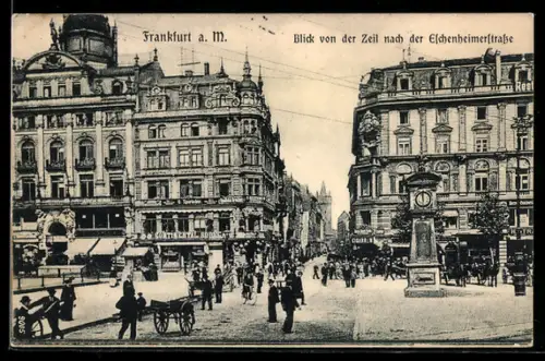 AK Frankfurt a. M., Blick von der Zeil nach der Eschenheimerstrasse