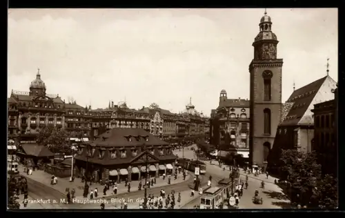 AK Frankfurt a. M., Hauptwache, Blick in die Zeil