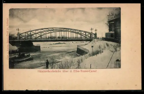AK Lübeck, Hüxterthorbrücke über den Elbe-Trave-Kanal