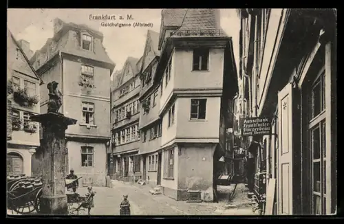 AK Alt-Frankfurt, Goldhutgasse Altstadt, Ausschank Frankfurter Bier, Inh. Georg Herrlein