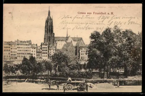 AK Alt-Frankfurt, Dom, Mainufer, Ortsansicht