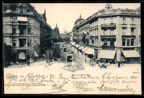 AK Frankfurt a. M., Kaiserstrasse, Strassenszene