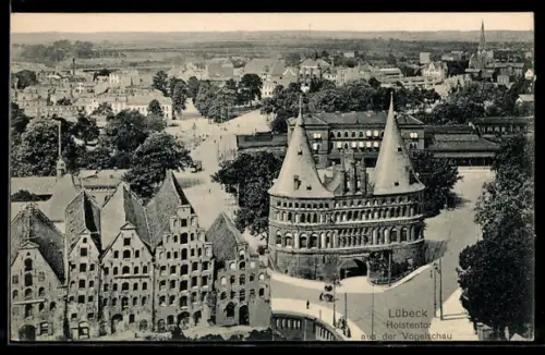 AK Lübeck, Holstentor aus der Vogelschau