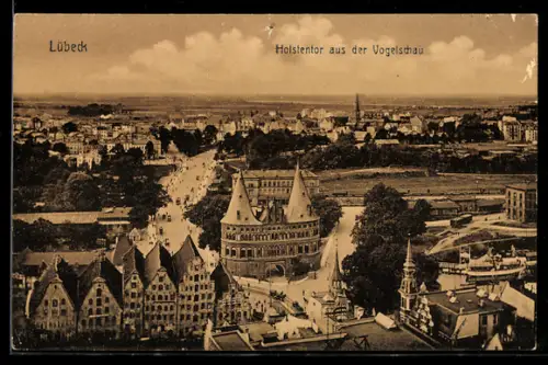 AK Lübeck, Holstentor aus der Vogelperspektive