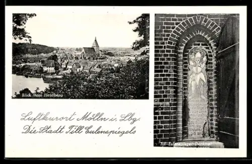 AK Mölln i. Lbg., Blick vom Heidelberg, Till-Eulenspiegel-Denkmal