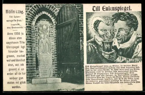 AK Mölln i. Lbg., Till Eulenspiegel`s Grab, Grabsteininschrift