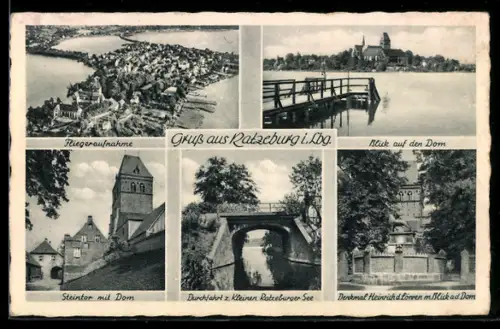 AK Ratzeburg i. Lbg., Luftaufnahme, Dom, Steintor, Heimathtürme, Durchfahrt z. Kl. Ratzeburger See