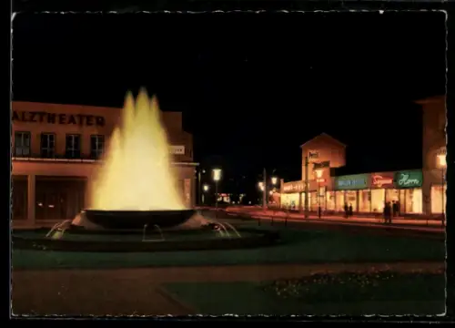 AK Kaiserslautern, Fackelrondell mit Geschäften bei Nacht