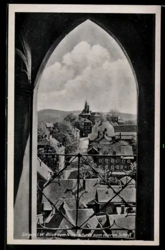 AK Siegen i. W., Blick vom Nikolaiturm zum oberen Schloss