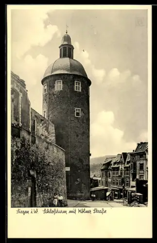 AK Siegen i. W., Schlossturm mit Kölner Strasse