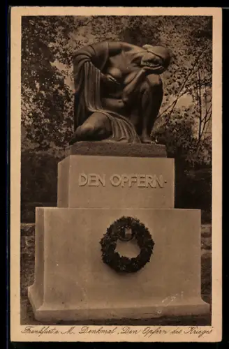 AK Frankfurt a. M., Denkmal Den Opfern des Krieges