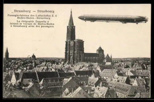 AK Strassburg, Passagierfahrten des Luftschiffes Z.6 zwischen Baden-Baden und Strassburg