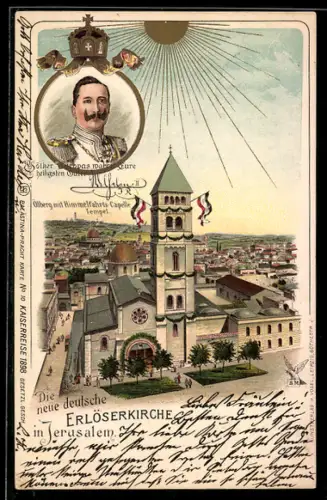 Lithographie Jerusalem, Ansicht der Erlöserkirche