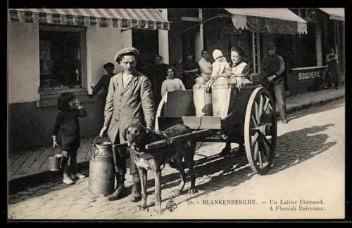 AK Blankenberghe, Flemischer Milchmann mit Hundegespann
