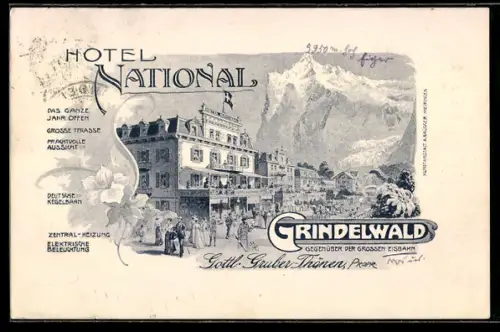 AK Grindelwald, Hotel National, Inh. Gottl. Gruber-Thönen