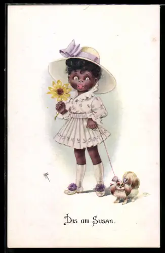 AK Dis am Susan, Kleine afrikanische Spaziergängerin mit Hund