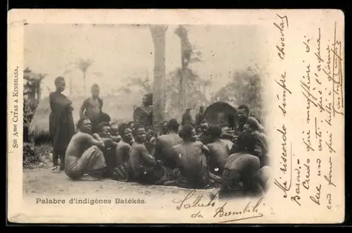 AK Palabre d`indigènes Beékés, afrikanische Volkstypen