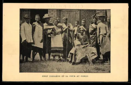 AK Congo, Chef indigène et sa cour, afrikanische Volkstypen
