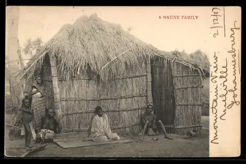 AK A Native Family, afrikanische Volkstypen