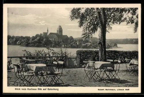 AK Bäk bei Ratzeburg, Kurhaus Bäk, Inh. H. Schönfeldt, Blick auf Ratzeburg