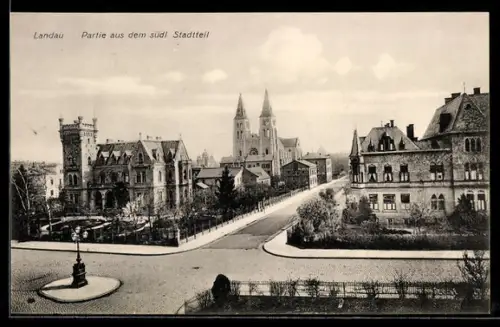 AK Landau, Partie aus dem südlichen Stadtteil