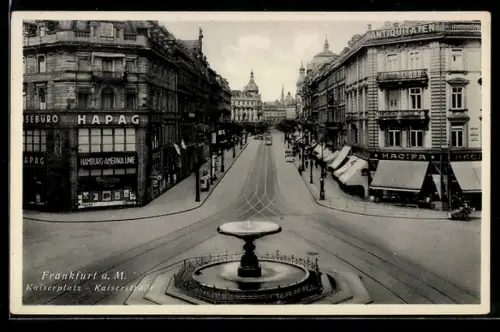 AK Frankfurt a. M., Kaiserplatz, Kaiserstrasse, Hapag-Gebäude, Antiquitätenhaus