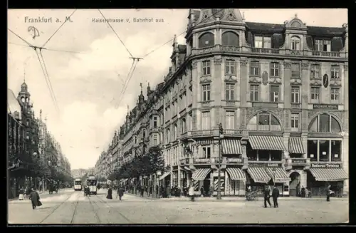 AK Frankfurt a. M., Kaiserstrasse vom Bahnhof aus