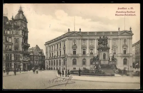 AK Frankfurt a. M., Gutenberg-Denkmal, Disconto-Gesellschaft