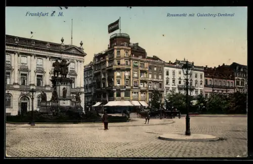 AK Frankfurt a. M., Rossmarkt mit Gutenberg-Denkmal