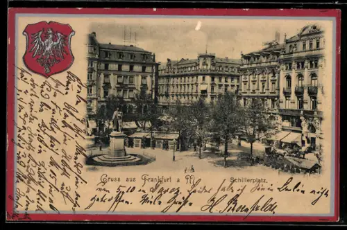 AK Frankfurt a. M., Schillerplatz, Wappen