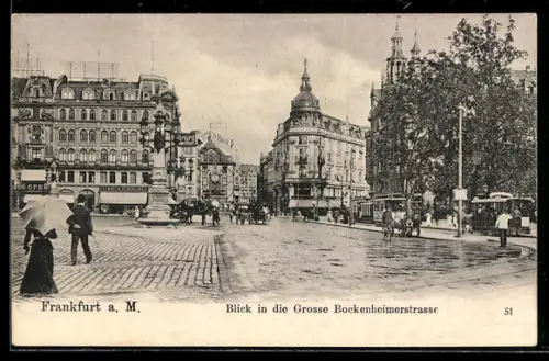 AK Frankfurt a. M., Blick in die Grosse Bockenheimerstrasse
