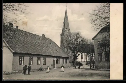 AK Fallingbostel, Kirche und Strassenpartie