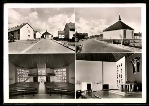 AK Fallingbostel, Kath. Kirche St. Maria, Aussen- und Innenansichten