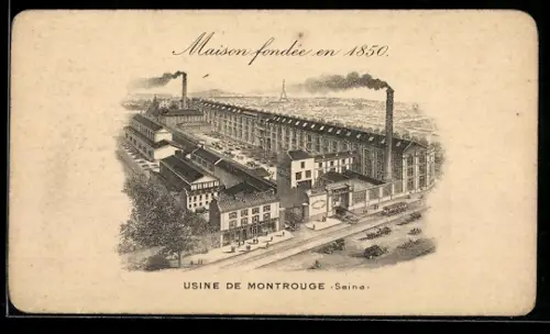 Vertreterkarte Paris, A. Enault & Cie, Rue d`Angoulème 23, Usine de Montrouge