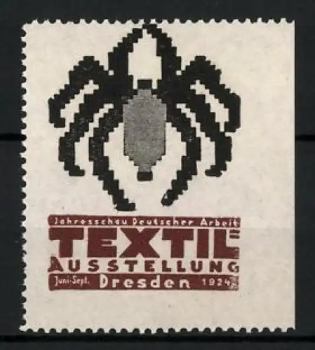 Reklamemarke Dresden, Textil Ausstellung 1924, Aufgestickte Spinne