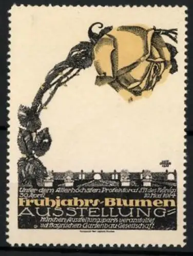 Reklamemarke München, Frühjahrs-Blumenausstellung 1914, Gelbe Rose